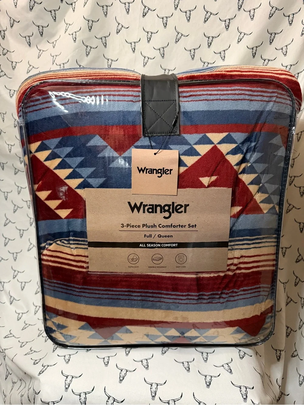 Wrangler Red, Blue & Cream Aztec-Style Travel Duffle